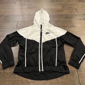 Nike Black White Hoodie Windbreaker Zip Up - Small